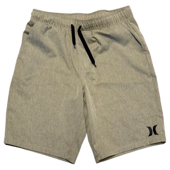 Hurley Boys Beige Elastic Waist Pull On Shorts EUC Medium 10/12 - Picture 1 of 2